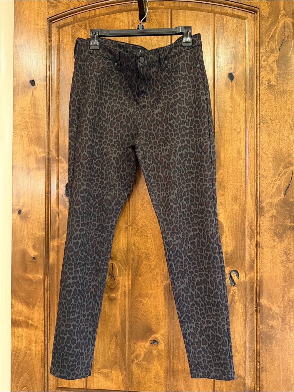 Women’s Black and Brown Leopard Print Slim Pants
